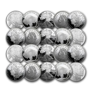 1 oz Silver Round - Secondary Market - Lot of 20 Rounds - .999 Fine Silver