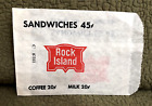 5  Rock Island Railroad Food Sales ~ Waxed Sandwich Bags w/Prices ~ Numbered