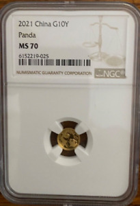 2021 China GOLD G10Y Panda, MS70, NGC