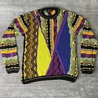 Vintage 90s Steven Land Coogi Style Sweater 3D Knit Multicolor USA Made Mens M