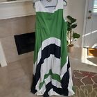Eshakti Custom (3X Measure) Slvls Lined Green White Black Pockets Side Zip Dress