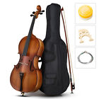Full-Size Cello, Beginner Cello 4/4, Acoustic Cello Set with Portable Bag, Bow