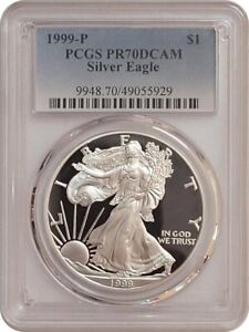 1999-P American Proof Silver Eagle Coin PCGS PR70 DCAM SKU 2