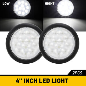 2pcs 4 Round Inch 24 LED Reverse Backup Lights Tail Trailer Truck Clear Lens 12V (For: Mini)