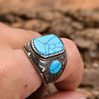 Mens Jewelry 316l stainless steel Oval blue turquoise men ring stone Size 7-15