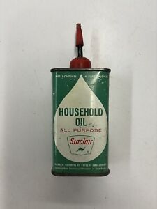 Vintage 1960s Sinclair Household Oil 4oz Handy Oiler Metal Oil Can Advertising