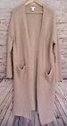 H&M Oversized Long Duster Cardigan Sweater Open Front Wool Blend Small Beige