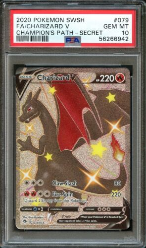 PSA 10 GEM MINT Charizard V Champions Path Secret Rare Pokemon Card 079/073