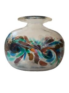 John Phillips 98 Pilchuck Art Class Handblown Vase Swirl Confetti Pinched Signed