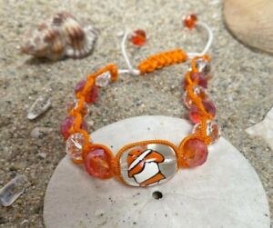 Beach Glass Bracelet Clownfish Orange Pull string Bracelet unisex Summer Fun