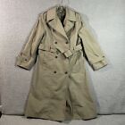Women's All Weather Trench Coat Size 10S Military Style Olive Green Army Style