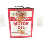 VINTAGE G.L.F. PREMIUM MOTOR OIL 2 GALLON CAN EMPTY USED VINTAGE RED OIL CAN VTG