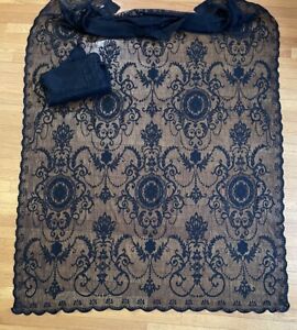 Vintage Black Lace Curtains Set,82x52 Inches