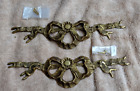 Brass French Ribbon & Bow Wall/Door/Window Hanging Décor, India, Set of 2 Shown