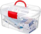 MyGift Red First Aid Clear Container Case Portable Emergency Kit Storage Box