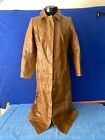 Gap Vintage Camel Brown Leather Trench Coat Jacket Women's size Large