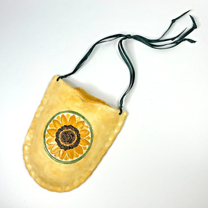 New ListingVintage Handmade Pottery Wall Pocket Vase Yellow Sunflower Signed