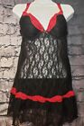 Large Hillard And Hanson Black And Red Lace Lingerie Top