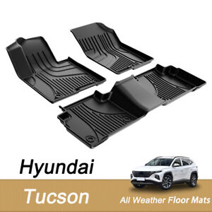 Car Floor Mats TPE Rubber Liners For 2022-2024 Hyundai Tucson Carpet All Weather