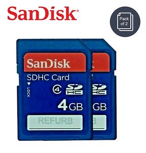 Pack of 2 SanDisk 4GB Class 4 SDHC Flash Memory Card SDSDB-004G with Cases.