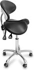 Split Seat Rolling Saddle Stool Salon Chair with Back Support Ergonomic Adjus...
