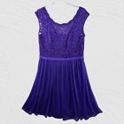 Davids Bridal Dress Womens 14 Purple Lace Sleeveless Knee Length