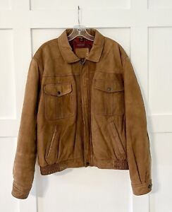 Vintage Levis Brown Leather Aviation Bomber Jacket Distressed Men's Size XL