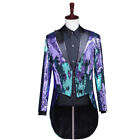 Men Mid Long Trench Coat Sequins Blazers Tuxedos Jacket Evening Dovetail Club