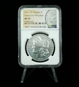 2021-CC NGC MS70 Morgan Silver Dollar 'CC' Privy Mark 100th Anniversary #0179