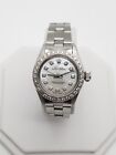 $9000 ROLEX OYSTER PERPETUAL 1ct Diamond SS 18k White Gold Ladies Watch SERVICED