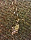 Gold Flag Pendant with 14K 18 inch gold chain Necklace