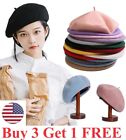 New Warm French Style Lightweight Casual Classic Beanie Solid Color Wool Beret