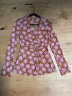 Free People Lucky Shirtee Floral Gauzy Mesh Button-Up Shirt Funky Size Small