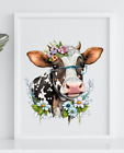 Cow Wall Art Print, Cow Wearing Glasses Art Print, Farmhouse Wall Art Decor