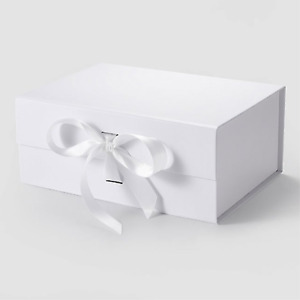 Elegant White Magnetic Closure Gift Box with Bow- 9.25