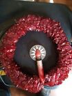 Vintage 1950s Red Bottle Brush Christmas Wreath with Light