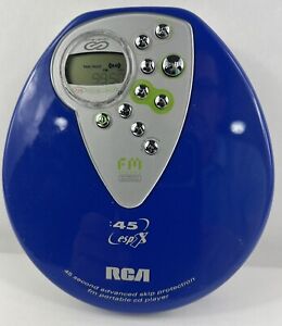 RCA 45 ESP X Portable CD/CDR/RW Player FM Digital Tuner Radio RP2430B Blue