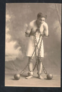 REAL PHOTO FAMOUS MAGICIAN ESCAPE ARTIST HARRY HOUDINI 1901 POSTCARD COPY