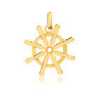 14k Solid Yellow Gold Ship Rudder Shaped Pendant for Necklace for Women and Men