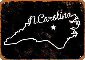 Metal Sign - North Carolina State 2 (BLACK) -- Vintage Look