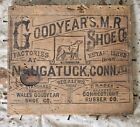 OLD VTG ANTIQUE WOOD ADVERTISING CRATE END GOOD YEAR'S  M.R. SHOE CO SIGN 1845