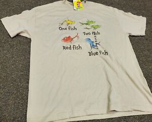 NWT new Vintage 2001 Dr Seuss One Fish Two Fish Red Fish Blue Fish T Shirt XL