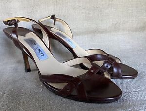 JIMMY CHOO Brown Leather Strappy Sandals - Size 7 - CHIC!