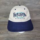 Seattle Mariners Vintage Logo 7 Spell Out Adjustable Snapback Cap Hat Blue White
