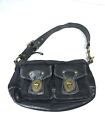 Coach Signature Legacy Handbag F13102 Front Pockets Black Patent Leather