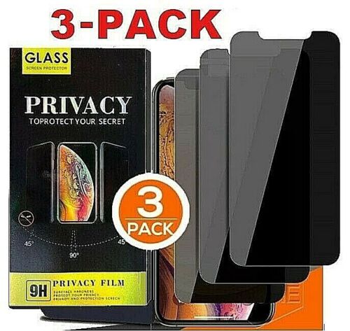 3PK iPhone 15 14 13 12 11 Pro Max XR Privacy Anti Spy GLASS Screen Protector