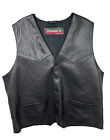 Phase 2 Men's Black Leather Vest Button Down Front Size XL CASUAL-MOTORCYCLISTS