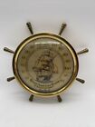 Vintage Great American Group Insurance Brass Ship Wheel Thermometer  Advertising