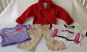 My Twinn Doll Clothes Lot Two Tops khaki Pants And Button Down Red Sweater GUC