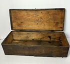 Vintage Wood Storage Box Hinged Rustic Primitive Handmade 19